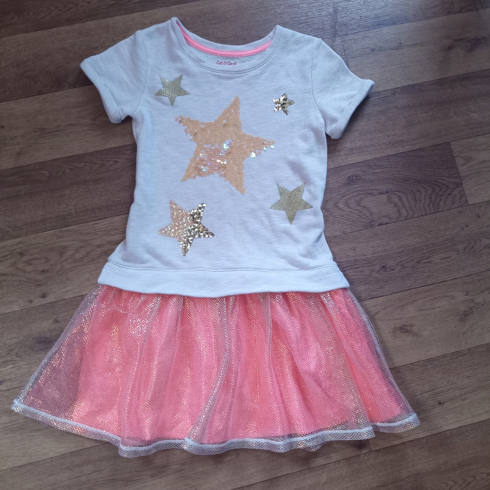 Cat & Jack White and Pink Star Dress